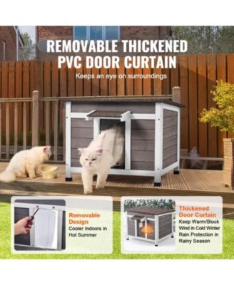 Weatherproof Wooden Outdoor Cat Shelter with Door Flaps, 24