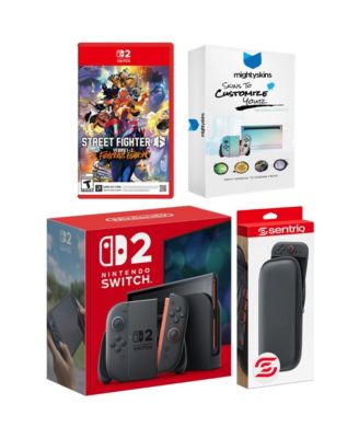Switch 2 Video Game Console with Street Fighter 6, MightySkins Code and Protective Case Bundle