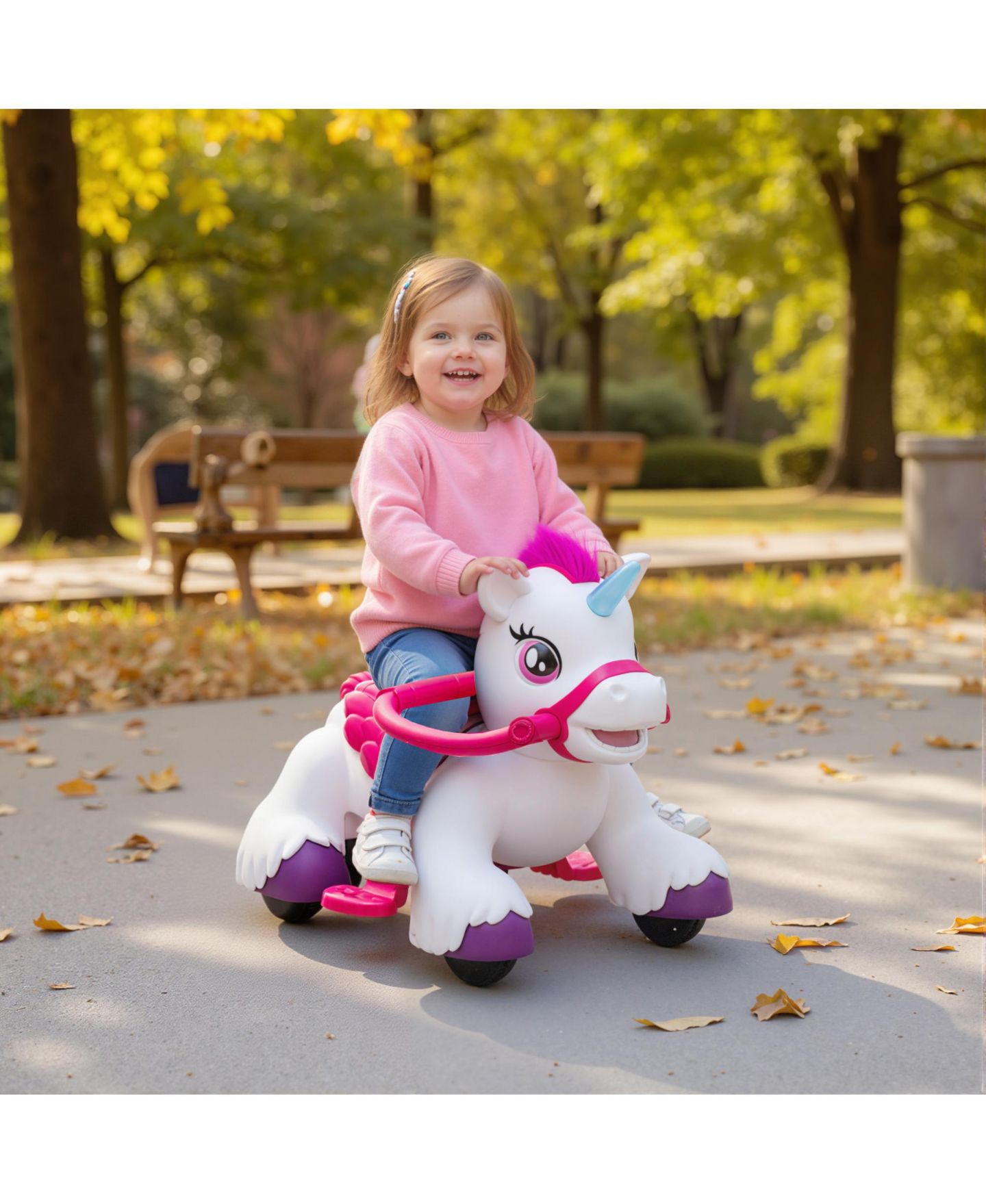 Детская игрушка Qaba 12V Ride on Horse, Ride on Toy with Carrot Toy, Comb, Animal Sounds, цвет: Белый — фото 2