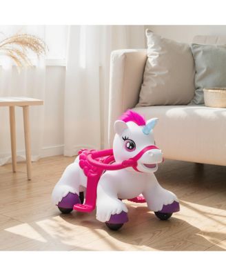 12V Ride on Horse, Ride on Toy with Carrot Toy, Comb, Animal Sounds