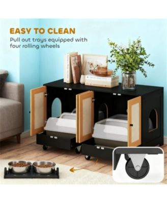 Cat Litter Box Enclosure for 2 Cats or Kittens in Black