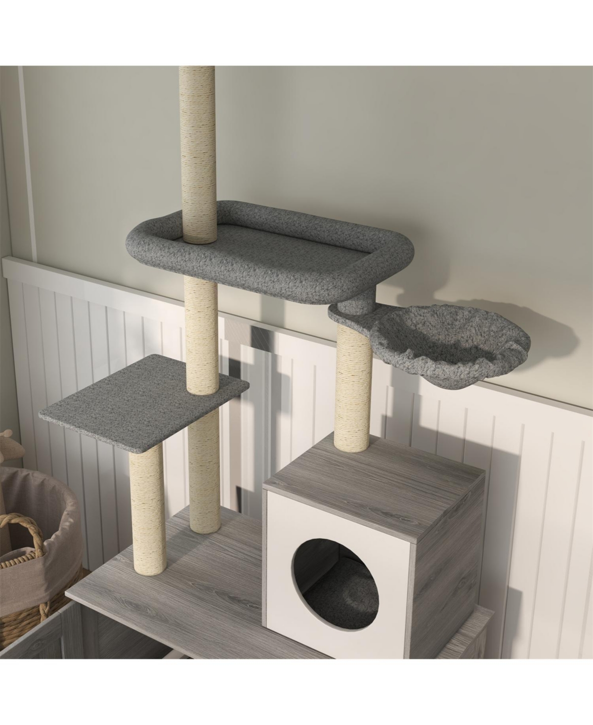 Aostirmotor Cat Tree with Litter Box Enclosure