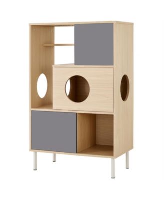 Cat House with Storage, Cat Litter Box Enclosure, Hidden Storage in Natural