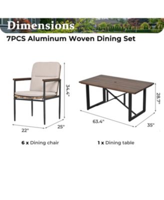 Mondawe 7-piece Outdoor Patio Dining Set include 6 Aluminum Armchairs