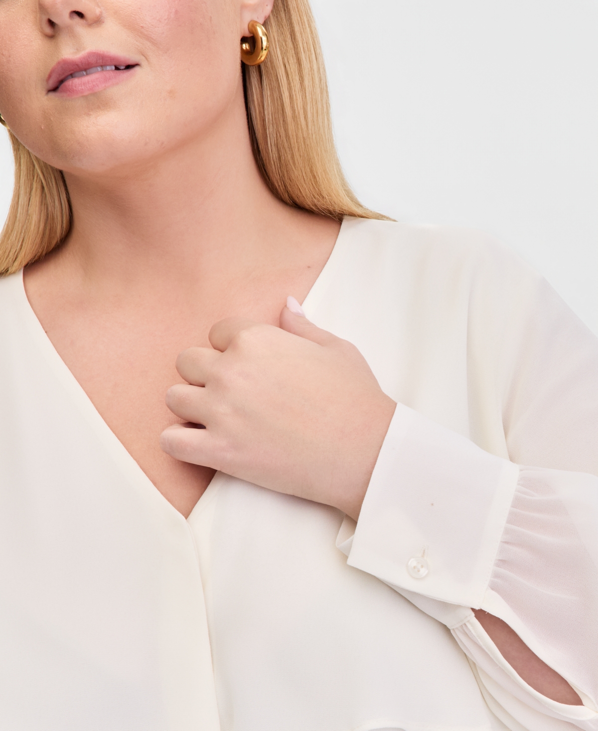 I.n.c. International Concepts Plus Long-Sleeve Cape-Shoulder Blouse, Macy's Exclusive