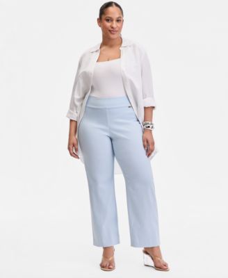 Plus Size Mid-Rise Pull-On Straight-Leg Pants