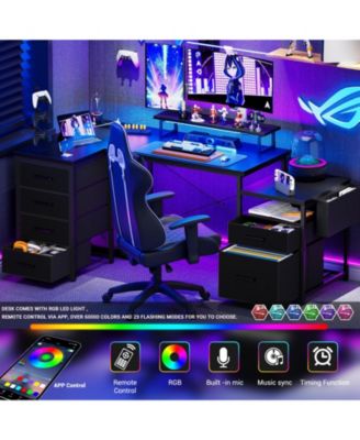 Reversible L Shaped Desk with 6 Drawers, 70.8'' Large Computer Desk with Outlets, Monitor Stand & CPU Stand