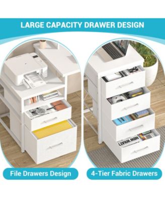Reversible L Shaped Desk with 6 Drawers, 70.8'' Large Computer Desk with Outlets, Monitor Stand & CPU Stand