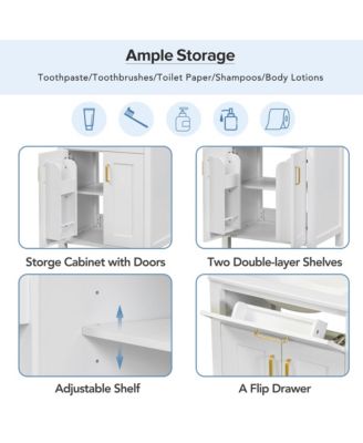 24 in. Bathroom Vanity Combo with Ceramic Sink, Luxurious Space-Saving Vanity with 2 Soft Close Doors