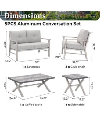 Mondawe 5-piece Aluminum Patio Conversation Set with Loveseat