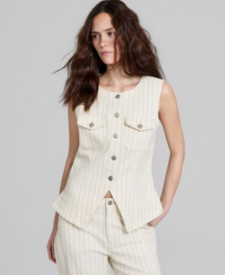 Women's Denim Flyaway Button-Front Vest