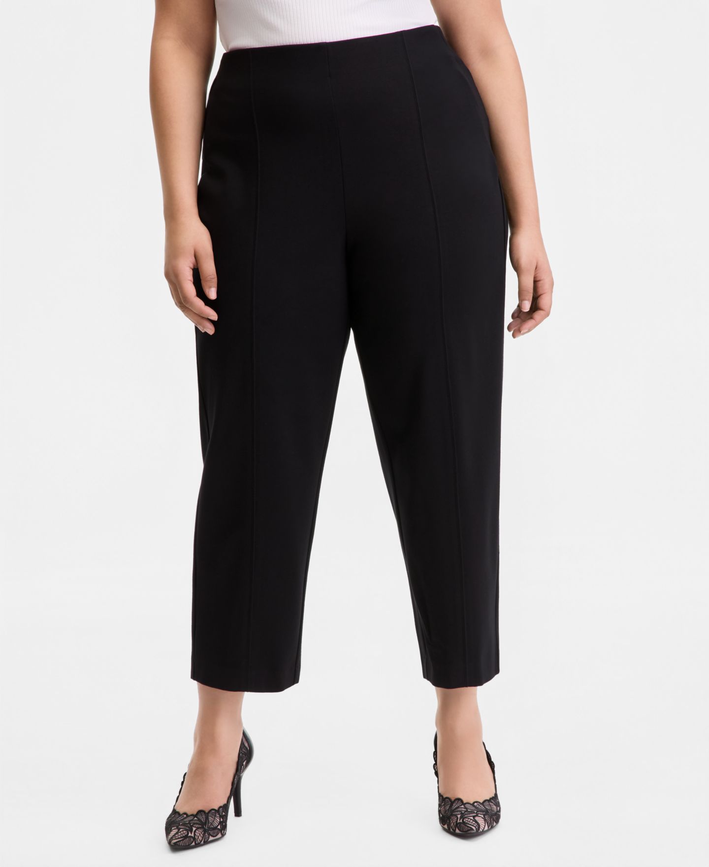 Женские брюки I.N.C. International Concepts Plus Size High Rise Pull-On Ponte, цвет: Глубокий чёрный — фото 4