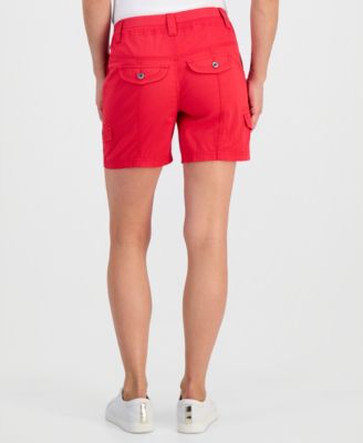 Women's Petite Mid-Rise Comfort-Waist Cargo Shorts