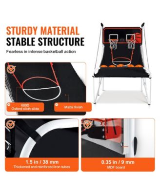 Indoor Basketball Arcade Game Seven Foot Dual Hoop Electronic Scoring Foldable Competition Set