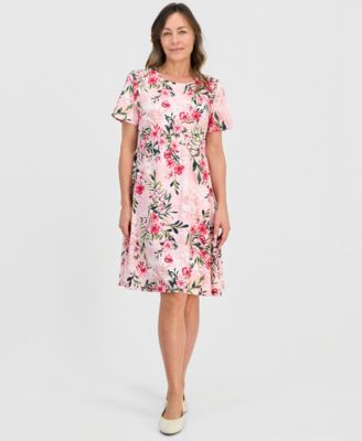 Petite Short-Sleeve Floral T-Shirt Dress