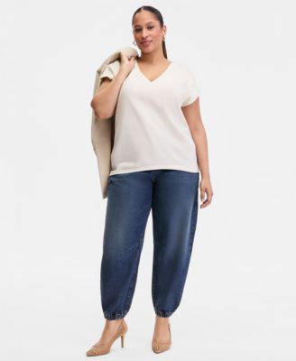 Plus Size High Rise Barrel Jeans