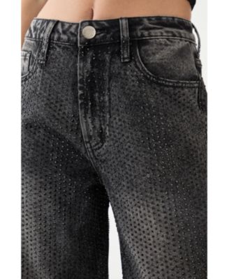 Women's Diamante Embellished Straight Leg Jeans