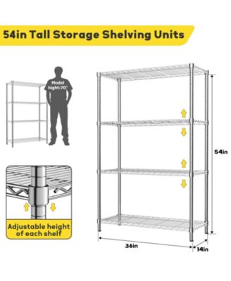 4-Tier 36 in W x 54 in H x 14 in D Height Adjustable Garage Wire Shelving Unit