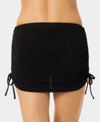 Women's Solid Popcorn Scrunch Side-Tie Swim Skirt