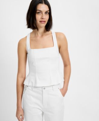 Women's Inez Twill Square Neck Peplum Top