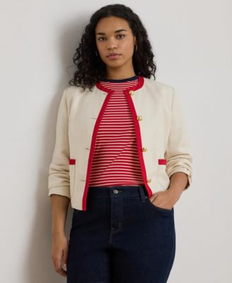 Plus Size Two-Tone Crew Neck Blazer
