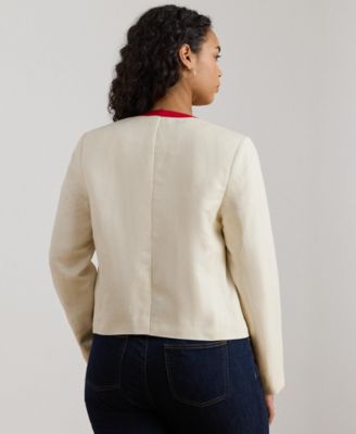 Plus Size Two-Tone Crew Neck Blazer