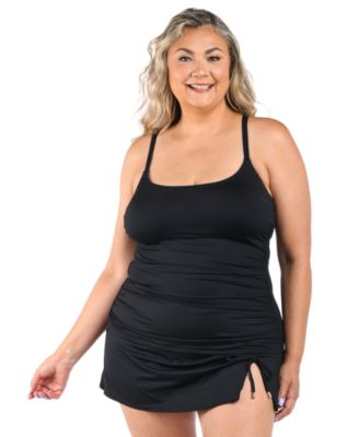 Women's Plus Size Island Goddess Lingerie Strap Tankini Top and Adjustable Tunnel Skirt