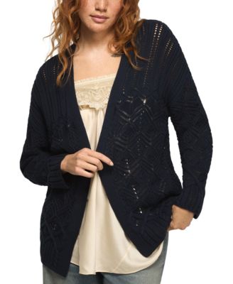 Women's Mixed Stitch Open Front Cardigan Sweater