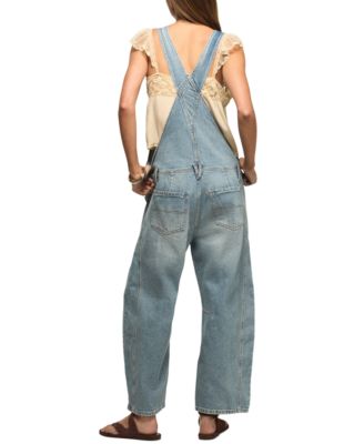 Women's Barrel Square Neck Overalls Jumpsuits 
