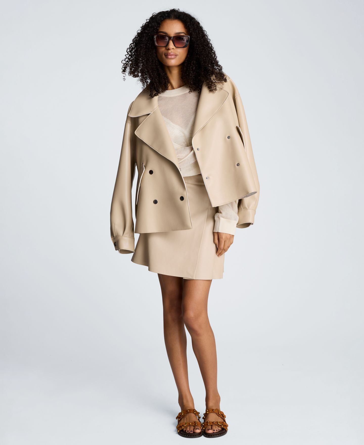 Женская куртка Kenneth Cole Notch Collar Short Trench, цвет: Burlap — фото 3