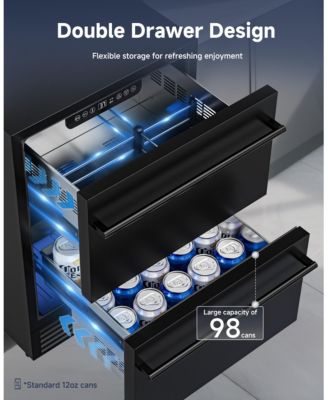 23.4-in W 150-Can Capacity Built-in/Freestanding Beverage Refrigerator in Black