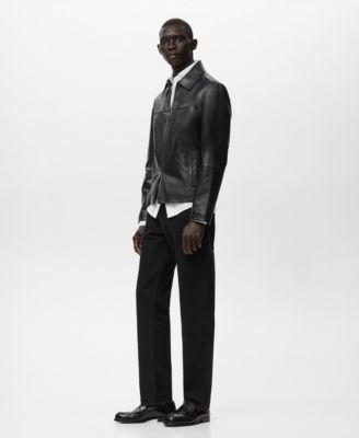 Men's Pockets Leather Jacket