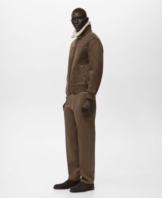 Men's Faux-Leather Fleece Jacket