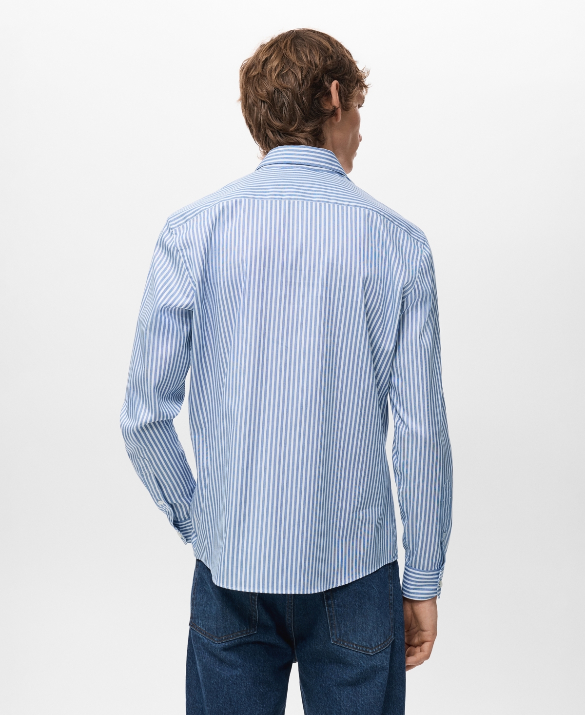 Mango Men's Regular Fit Striped Cotton Shirt