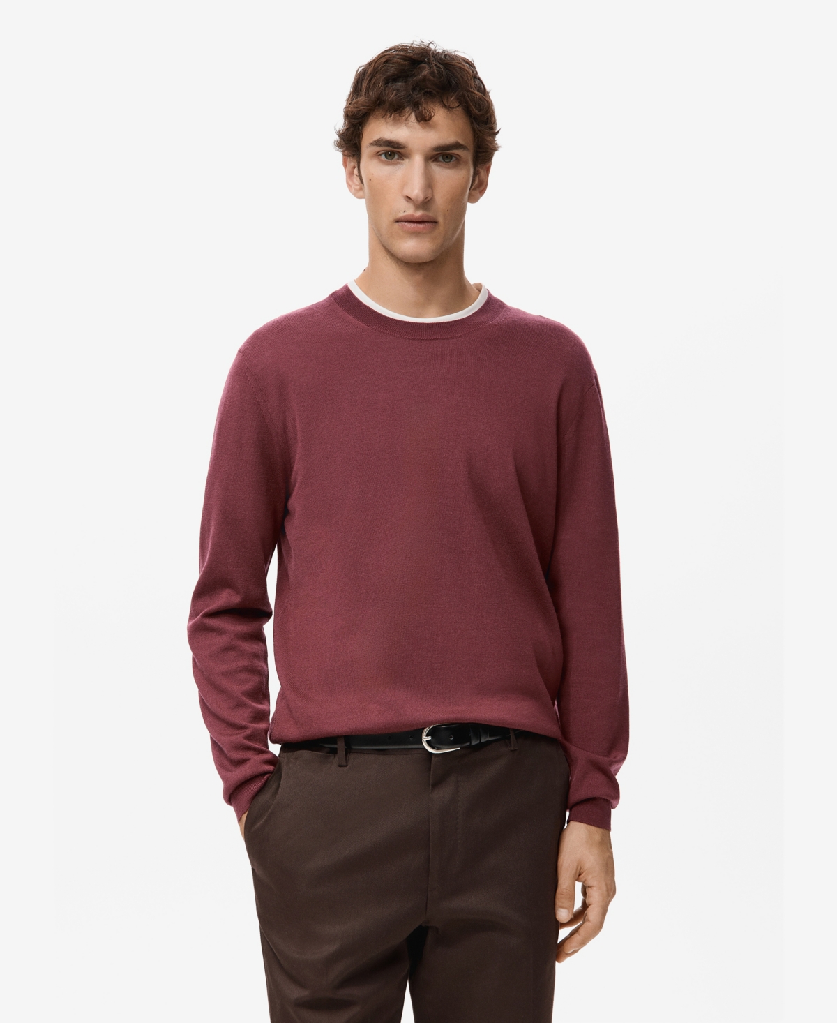 Mango Men's Merino Wool Crew Neck Sweater