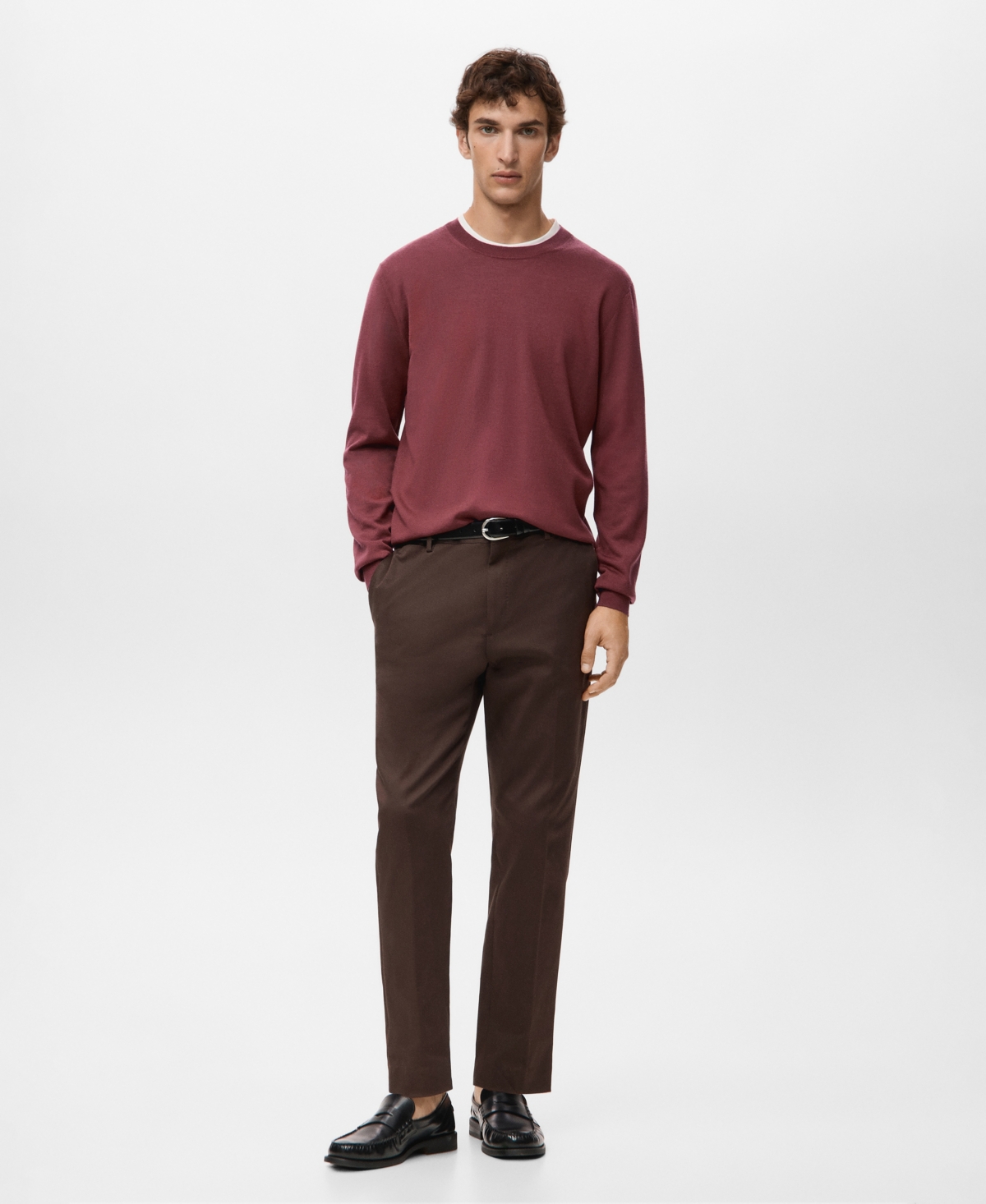 Mango Men's Merino Wool Crew Neck Sweater