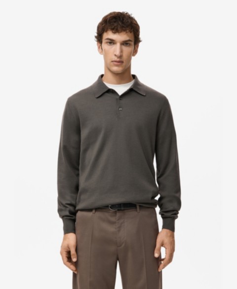 Мужские MANGO Men's Merino Wool Polo Sweater