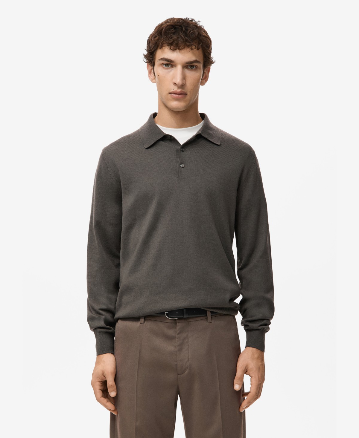 Мужские MANGO Men's Merino Wool Polo Sweater — фото 1