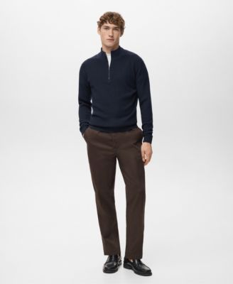 Men's Zip Neck Ribbed Sweater