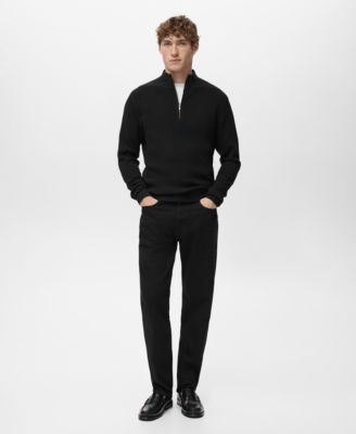 Men's Zip Neck Ribbed Sweater