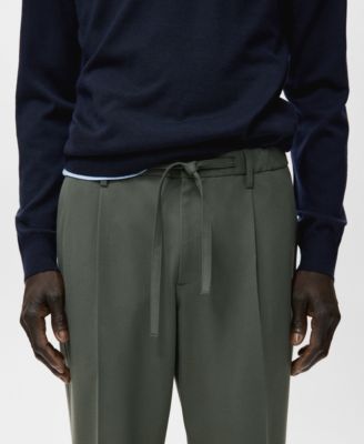 Men's Regular Fit Cord Pleated Pants