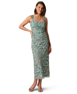 Women's Beaded Mesh Slim Column Dress