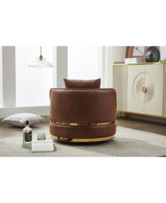 Swivel Faux Leather Barrel Chair, Single Accent Chair for Home/Office
