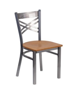 2 Pack Clear Coated "X" Back Metal Restaurant Chair