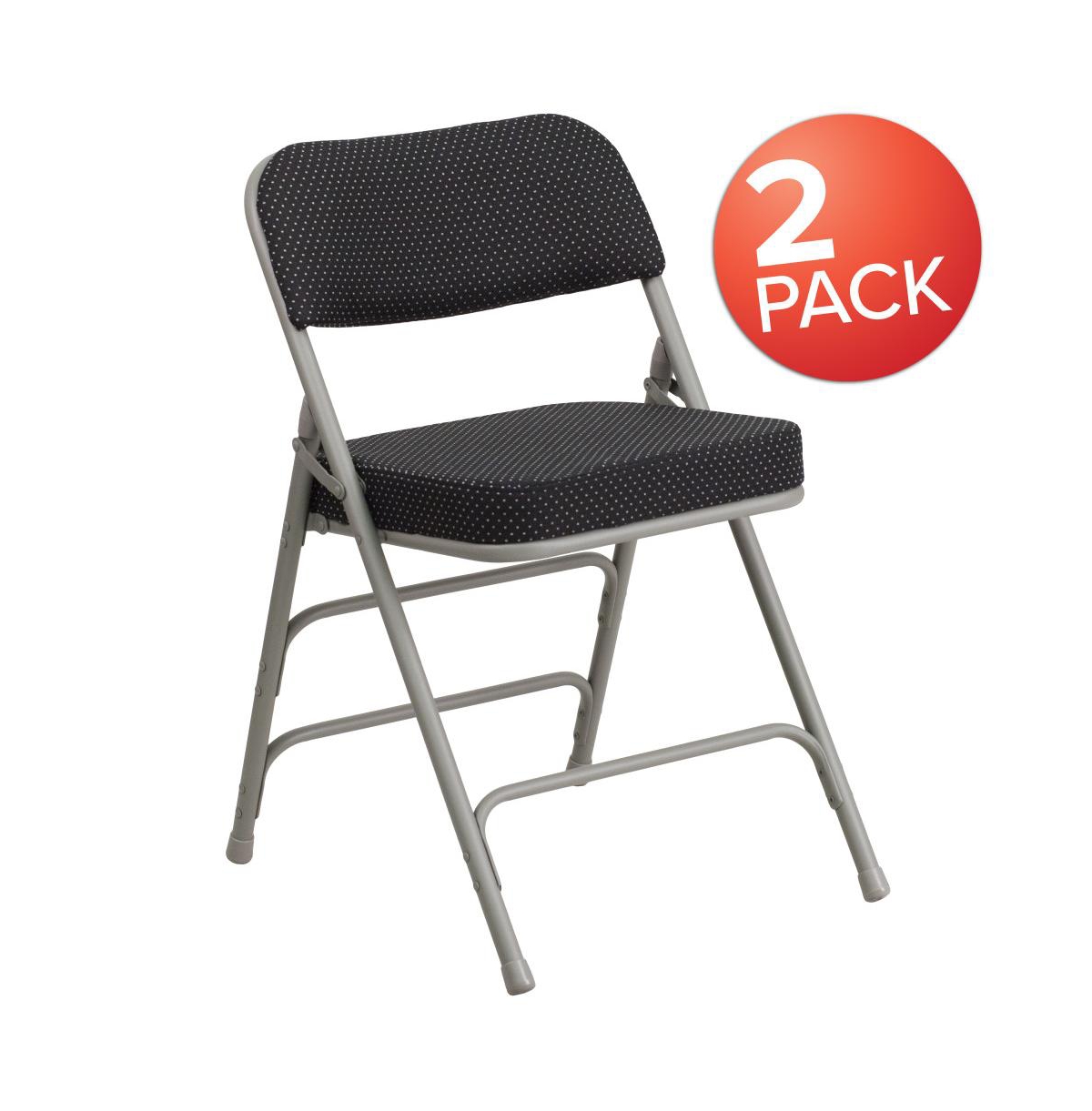 Emma+Oliver 2 Pack Premium Curved Triple Braced & Hinged Fabric Upholstered Metal Folding Chair