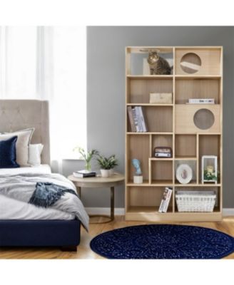 Cat House with Storage, Cat Litter Box Enclosure Climbing Shelf in Natural