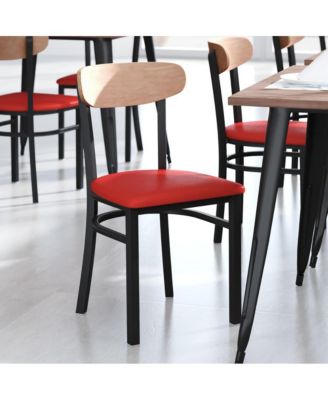 Yara Industrial Dining Chair with Rolled Steel Frame and Solid Wood Seat - 500 lbs. Static Weight Capacity