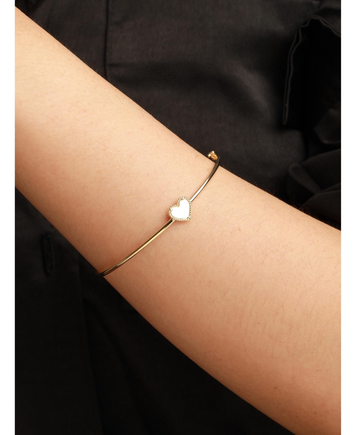 Devata Sweet Heart Bangle Bracelet in 14K Gold, Fits Small to Medium Wrist