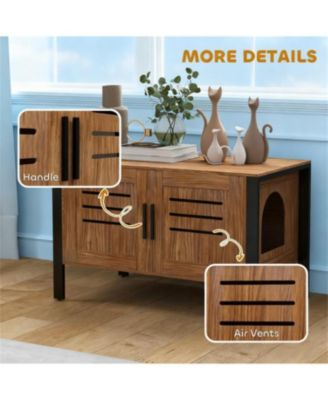 Cat Litter Box Enclosure with Tall Legs in Brown