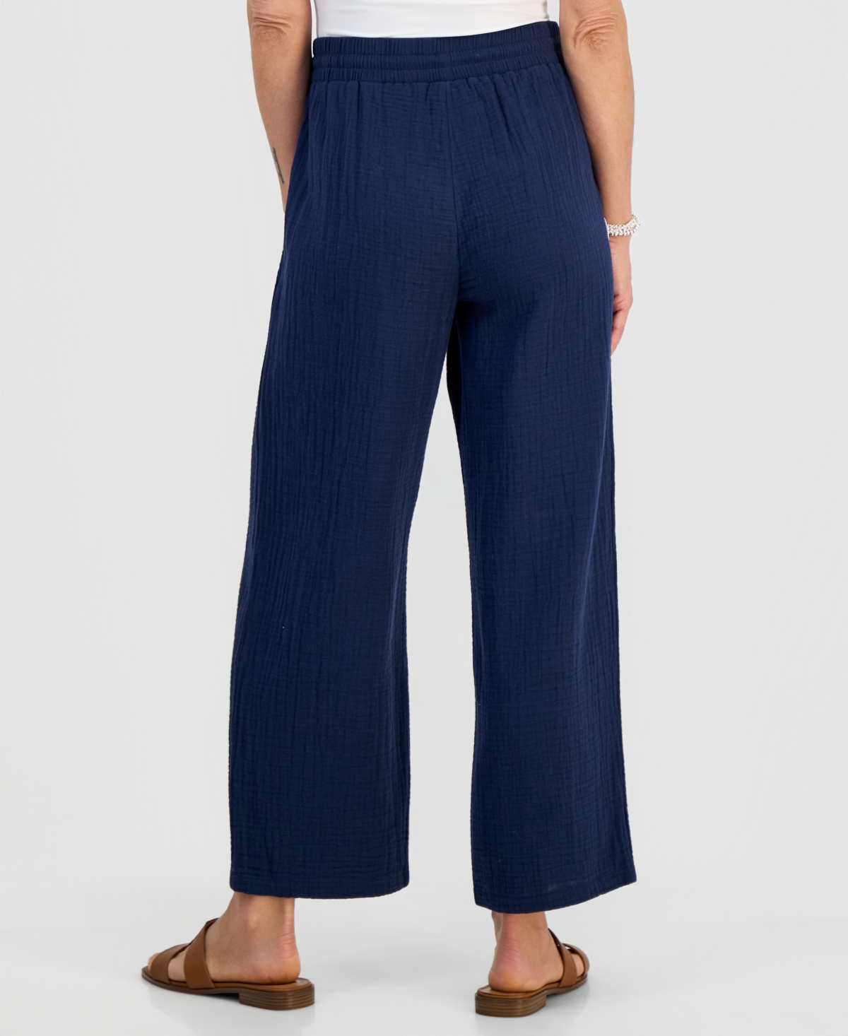 Style & Co Petite Cotton Gauze Wide-Leg Pull-On Pants, Macy's Exclusive